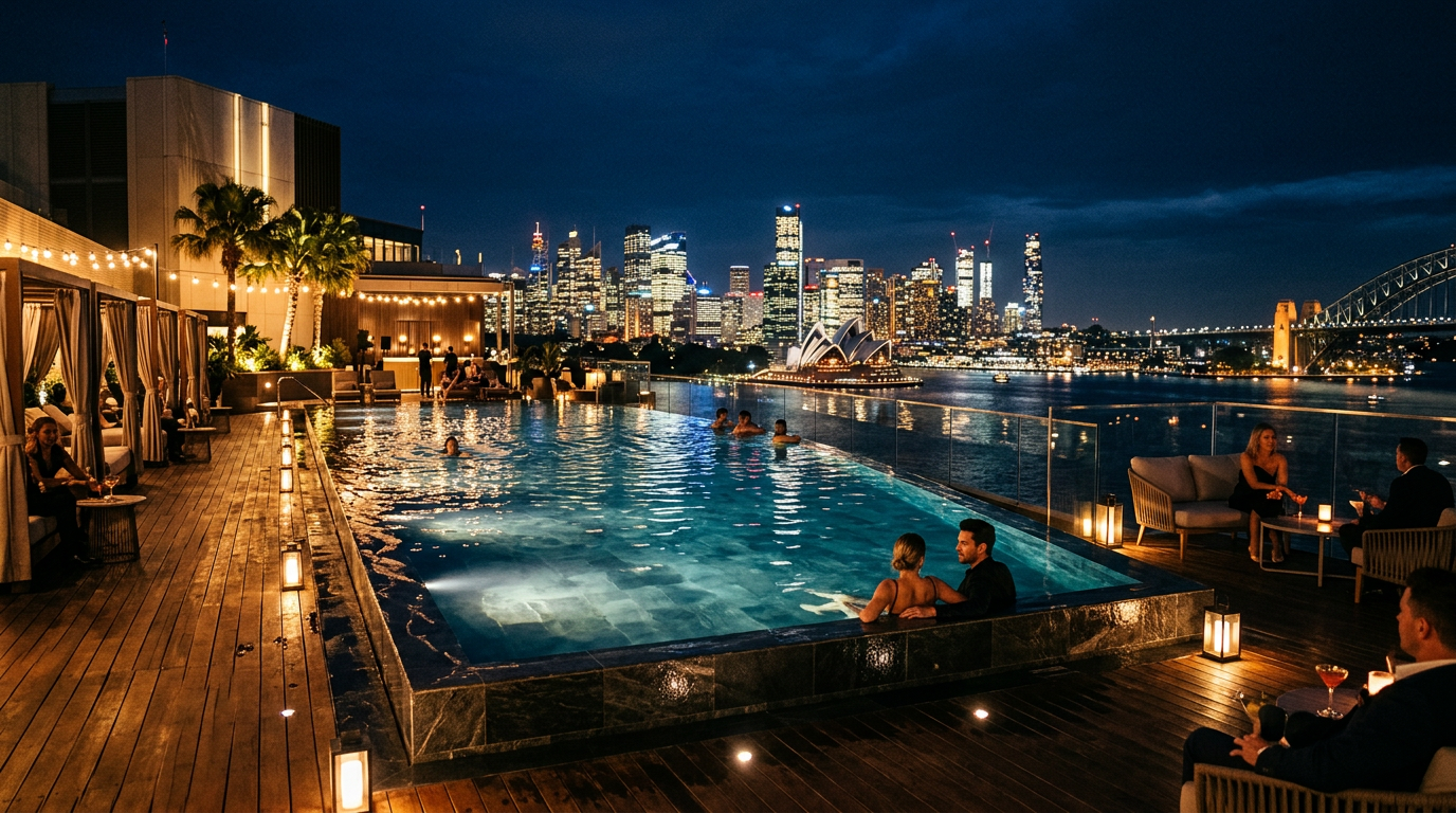 Rooftop pool at Crown Melbourne resort